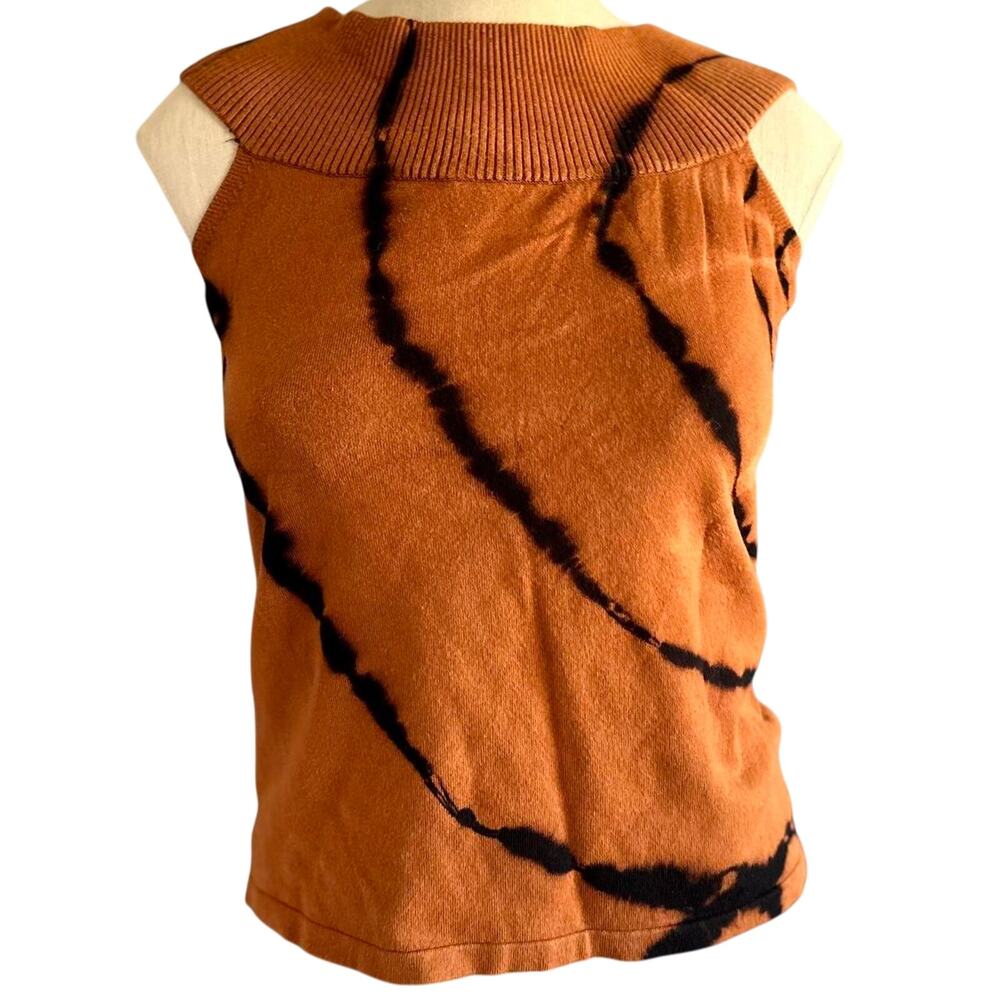 Womens Top Size Medium Petite Tan Tie Dye Reworked Indie Twee Hippie Office Hip